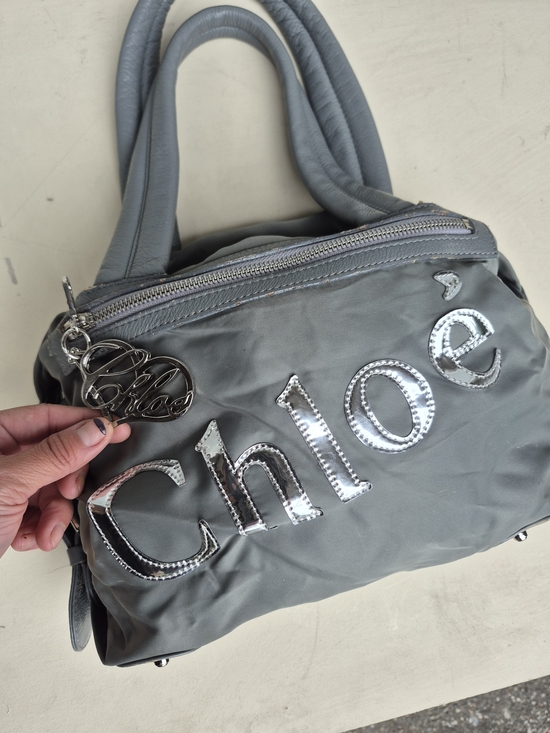 Chloe 2000s Rare Gray Logo-Embellished Women’s Satchel - Picture 8 of 15